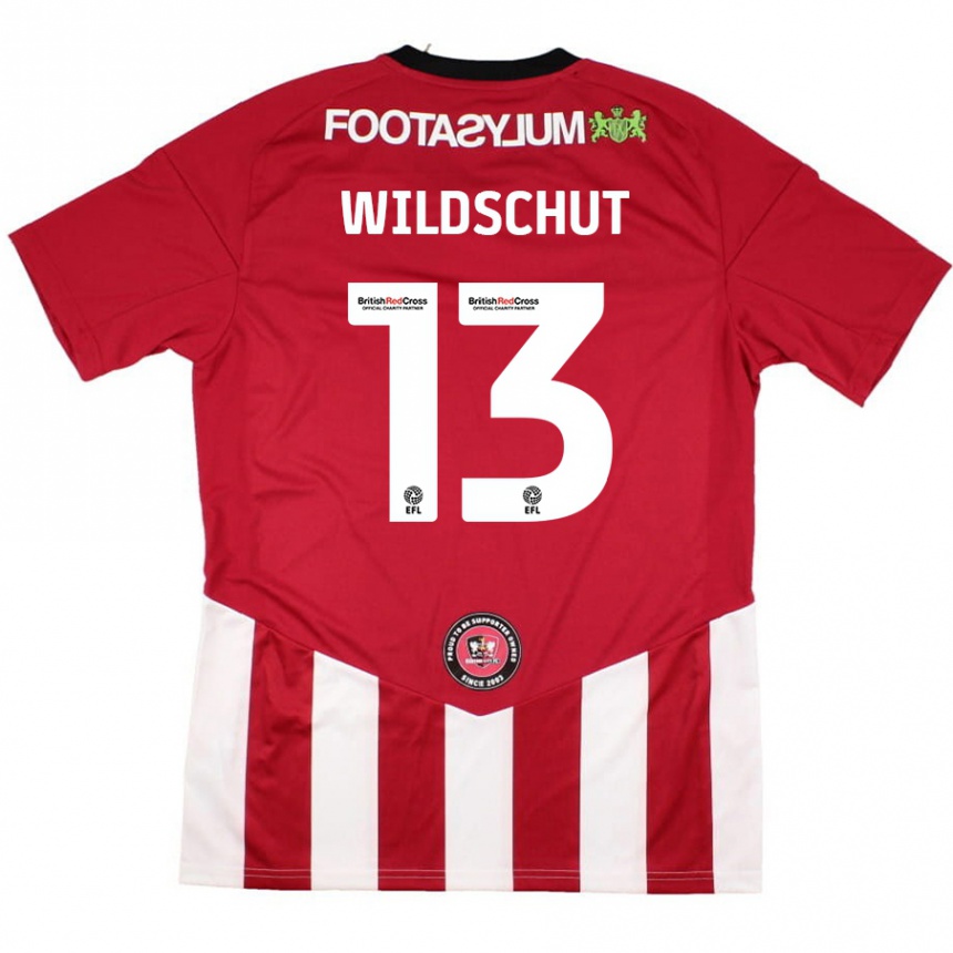 Kids Football Yanic Wildschut #13 Red White Home Jersey 2024/25 T-Shirt Canada