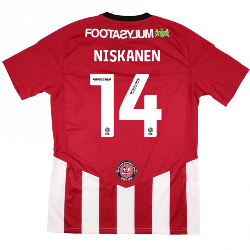 Kids Football Ilmari Niskanen #14 Red White Home Jersey 2024/25 T-Shirt Canada