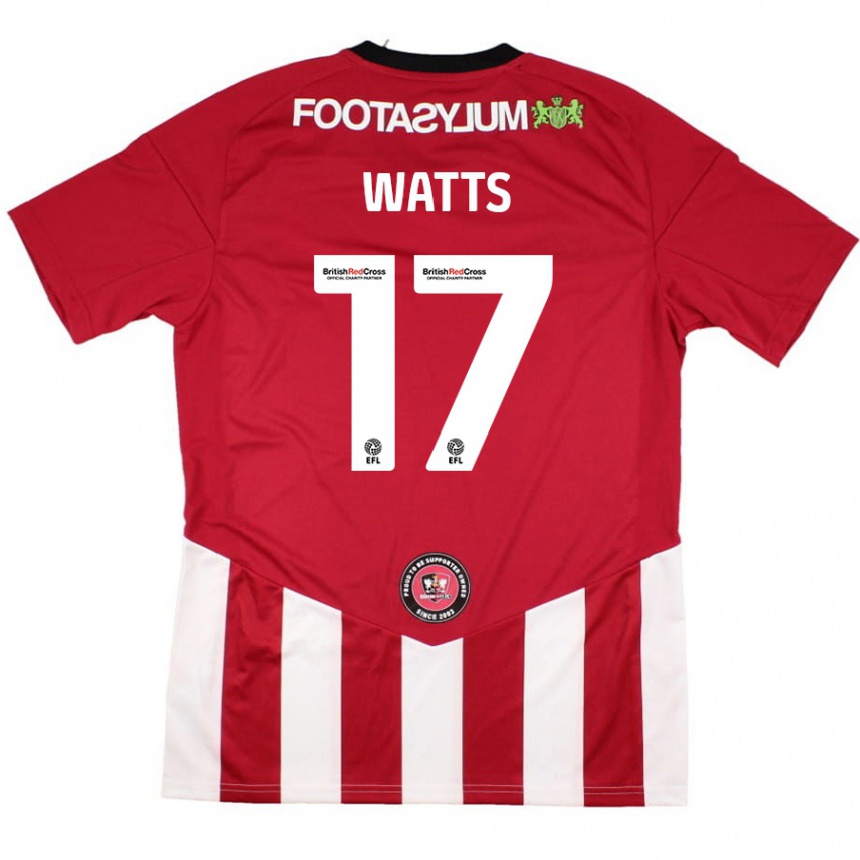 Kids Football Caleb Watts #17 Red White Home Jersey 2024/25 T-Shirt Canada