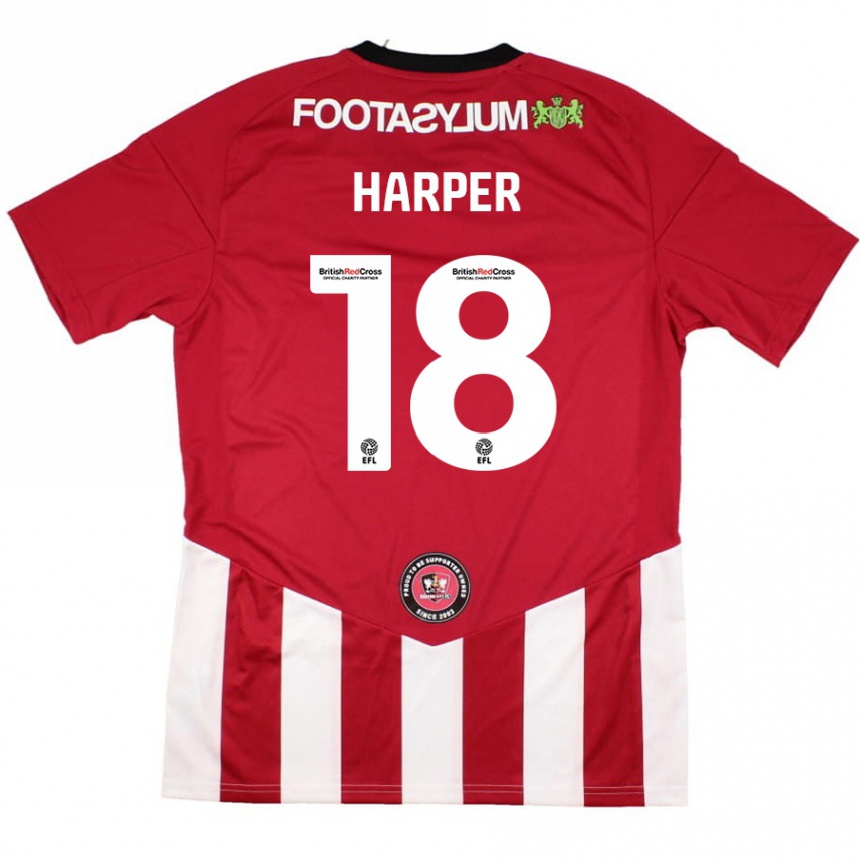 Kids Football Vincent Harper #18 Red White Home Jersey 2024/25 T-Shirt Canada