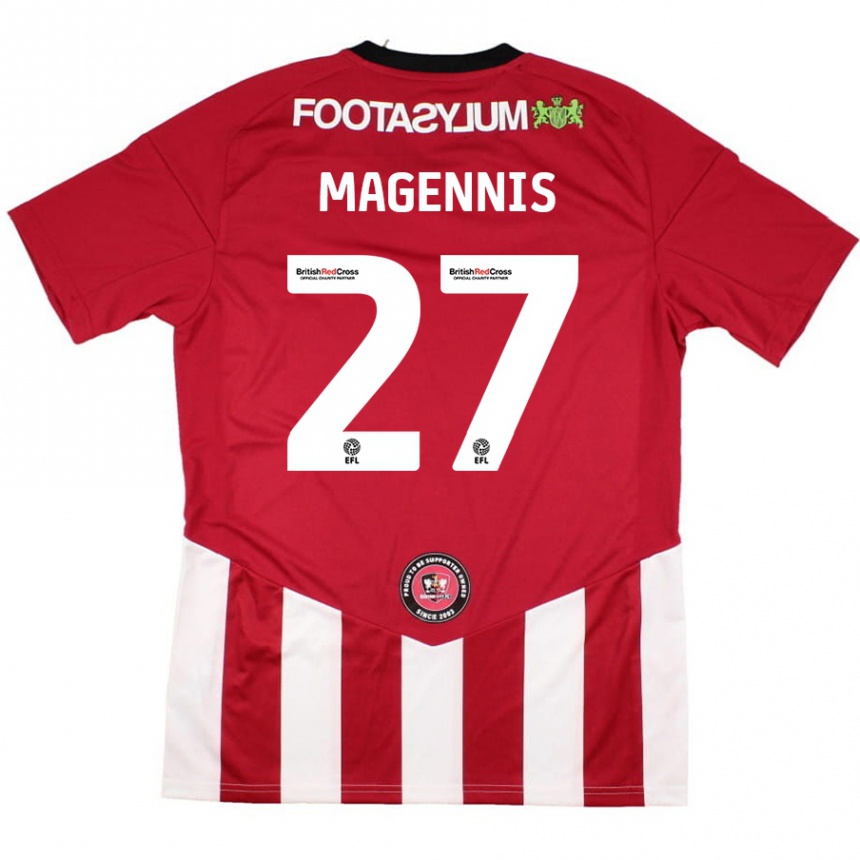 Kids Football Josh Magennis #27 Red White Home Jersey 2024/25 T-Shirt Canada