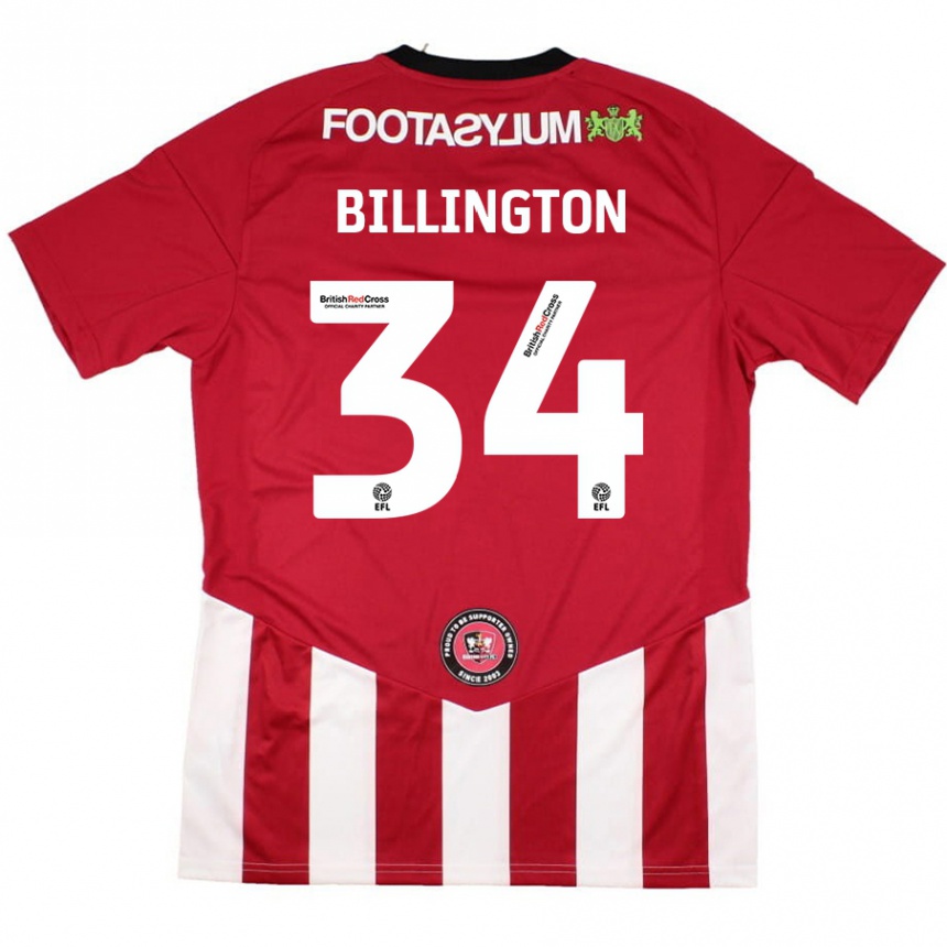 Kids Football Gabe Billington #34 Red White Home Jersey 2024/25 T-Shirt Canada