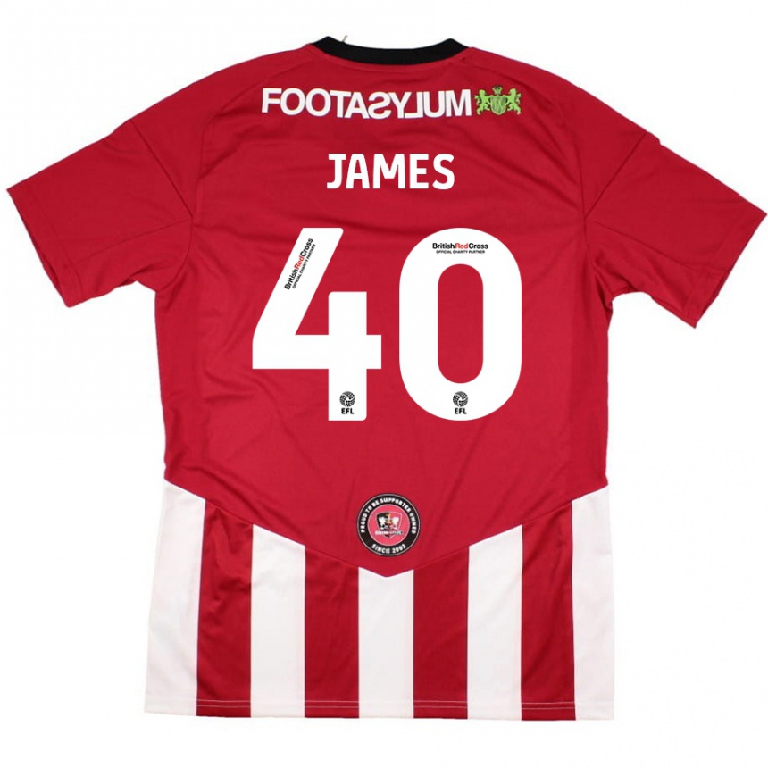 Kids Football Ed James #40 Red White Home Jersey 2024/25 T-Shirt Canada