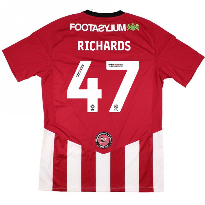 Kids Football Jake Richards #47 Red White Home Jersey 2024/25 T-Shirt Canada