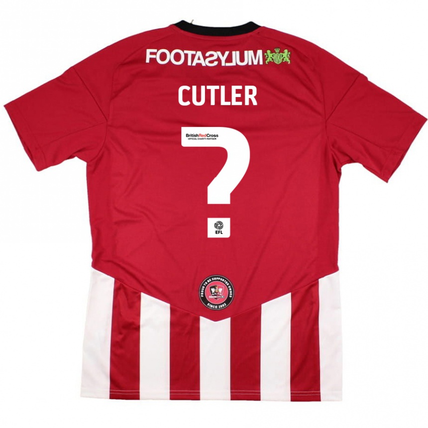 Kids Football Theo Cutler #0 Red White Home Jersey 2024/25 T-Shirt Canada