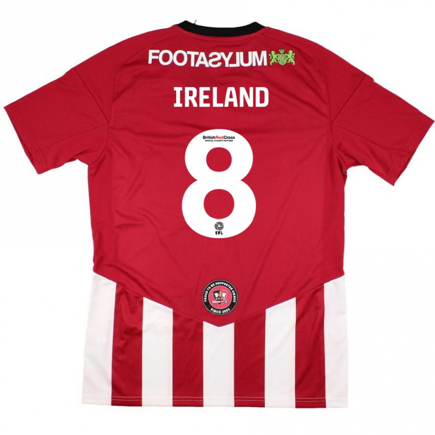 Kids Football Beth Ireland #8 Red White Home Jersey 2024/25 T-Shirt Canada