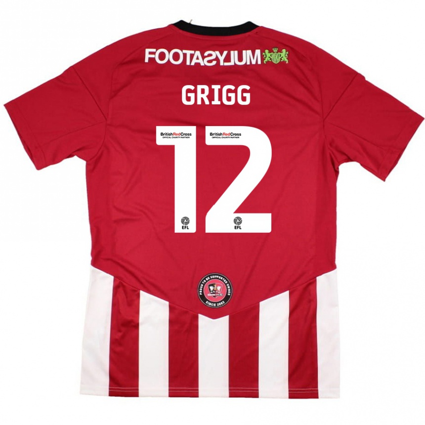 Kids Football Katie Grigg #12 Red White Home Jersey 2024/25 T-Shirt Canada