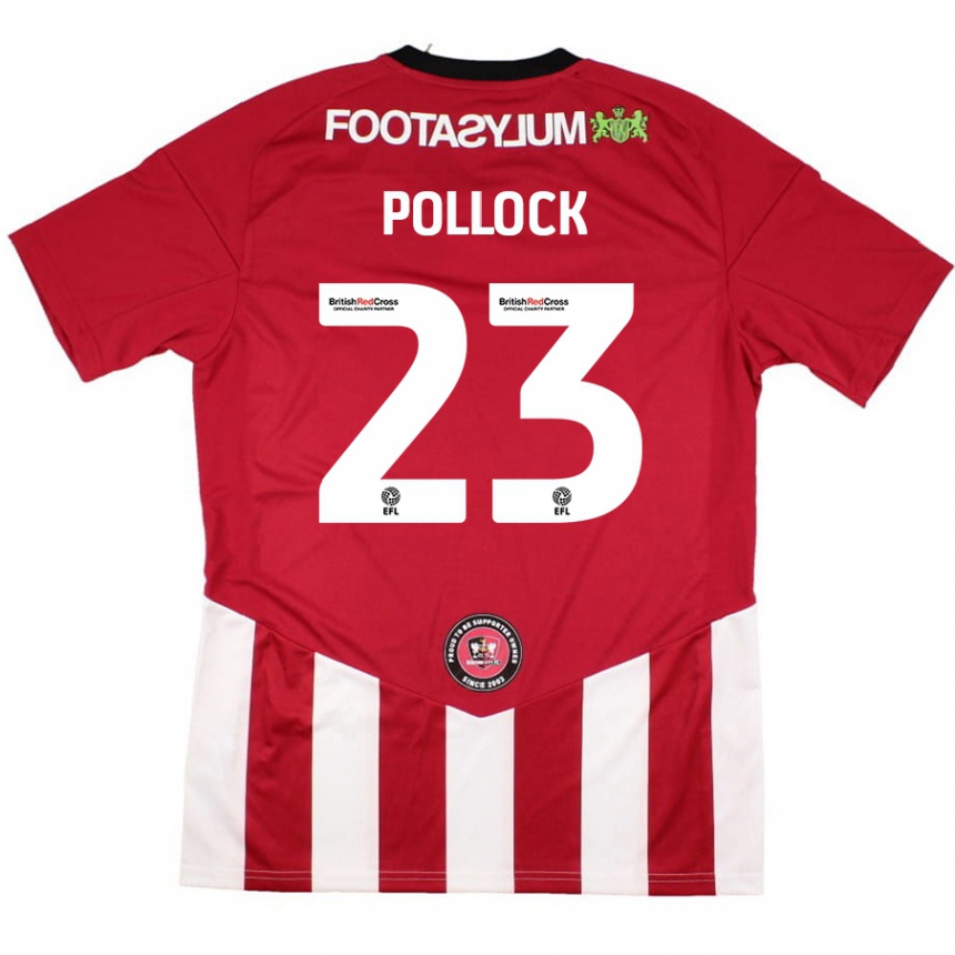 Kids Football Amber Pollock #23 Red White Home Jersey 2024/25 T-Shirt Canada