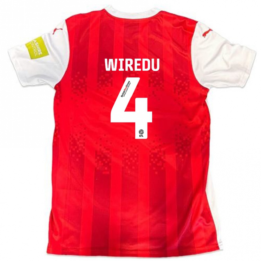 Kids Football Brendan Wiredu #4 Red White Home Jersey 2024/25 T-Shirt Canada