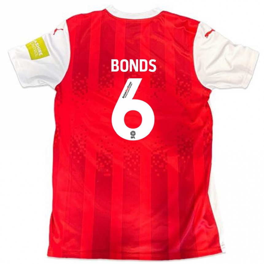 Kids Football Elliot Bonds #6 Red White Home Jersey 2024/25 T-Shirt Canada