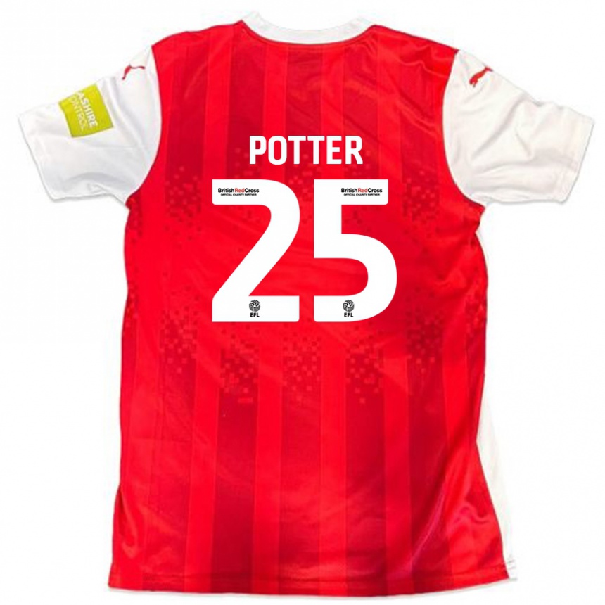 Kids Football Finley Potter #25 Red White Home Jersey 2024/25 T-Shirt Canada