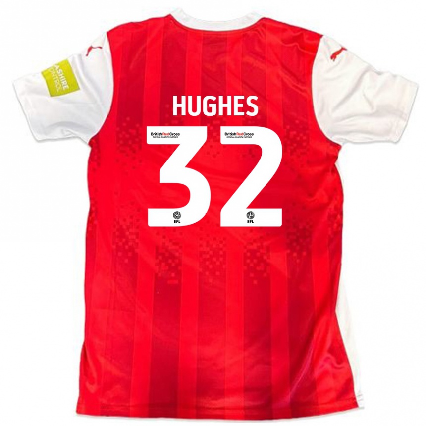 Kids Football Kayden Hughes #32 Red White Home Jersey 2024/25 T-Shirt Canada