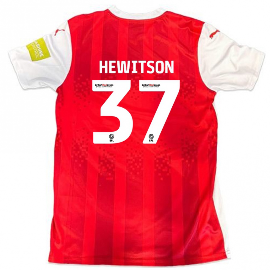 Kids Football Luke Hewitson #37 Red White Home Jersey 2024/25 T-Shirt Canada