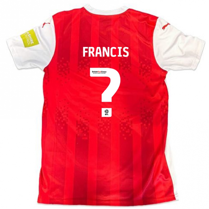 Kids Football Dannen Francis #0 Red White Home Jersey 2024/25 T-Shirt Canada