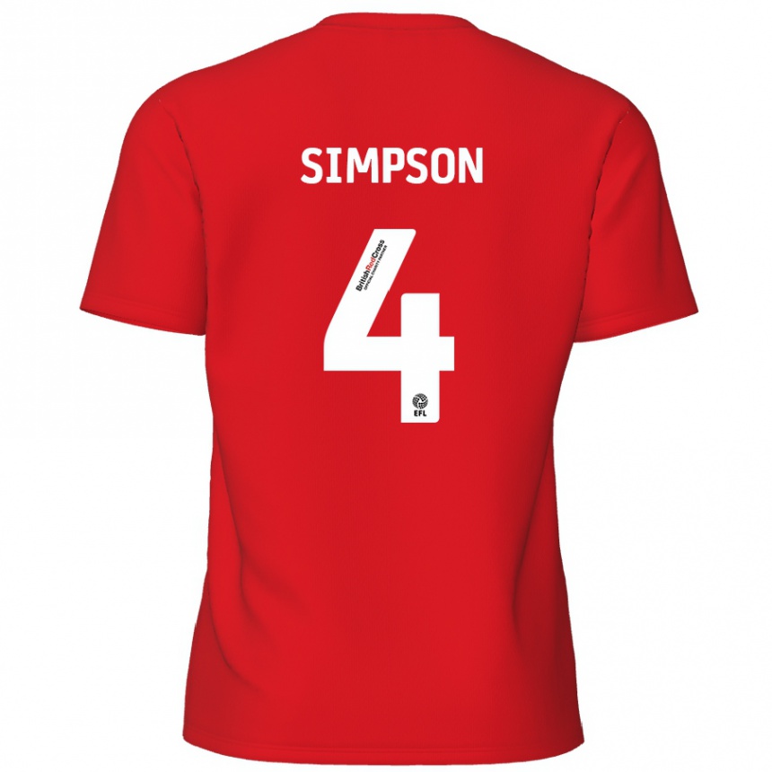 Enfant Football Maillot Jack Simpson #4 Rouge Tenues Domicile 2024/25 Canada