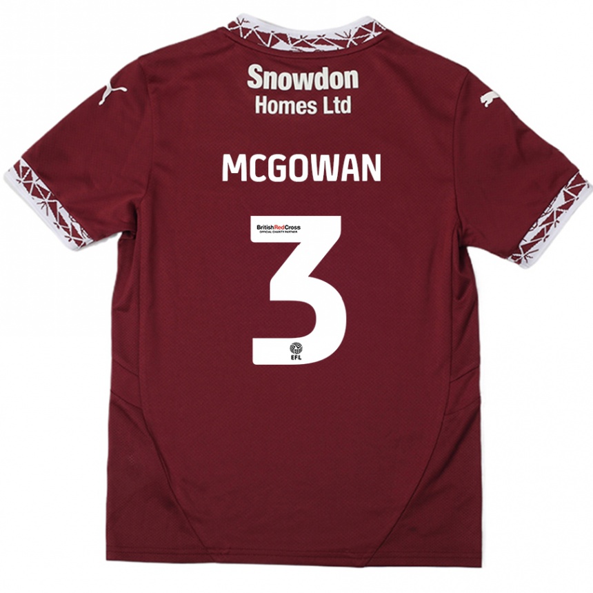 Kids Football Aaron Mcgowan #3 Burgundy Home Jersey 2024/25 T-Shirt Canada