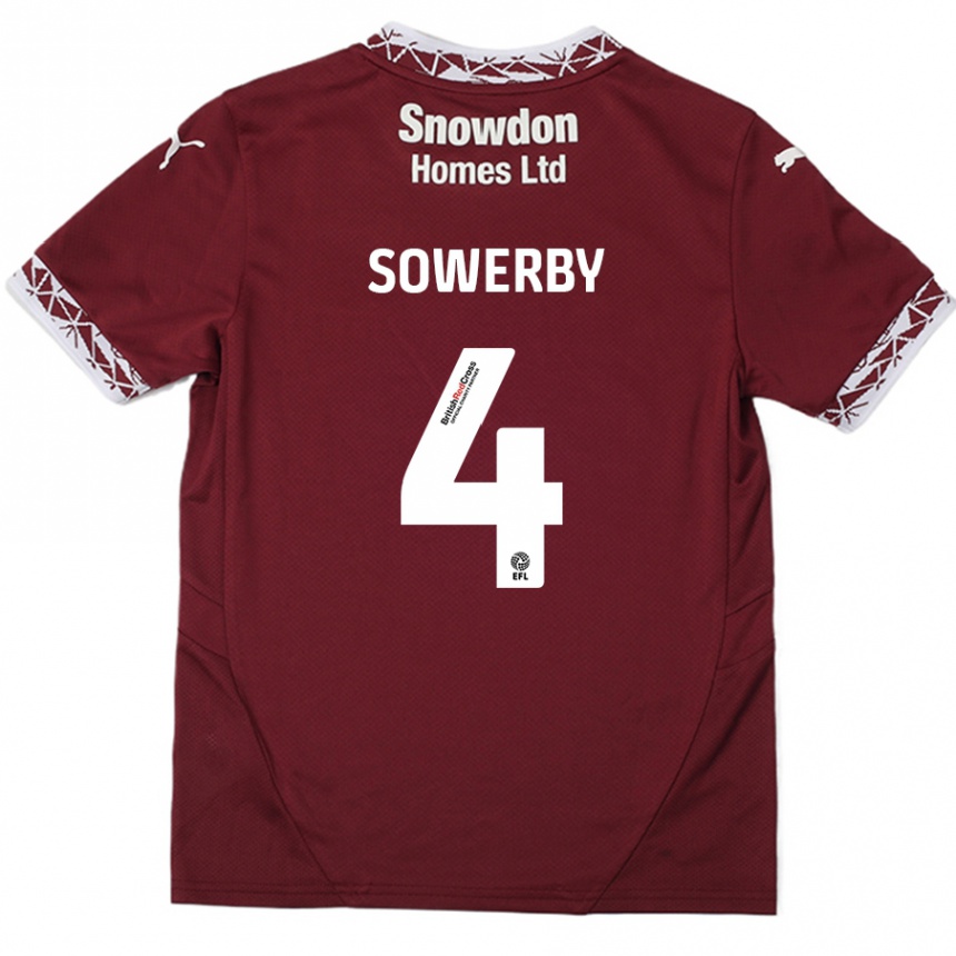 Kids Football Jack Sowerby #4 Burgundy Home Jersey 2024/25 T-Shirt Canada