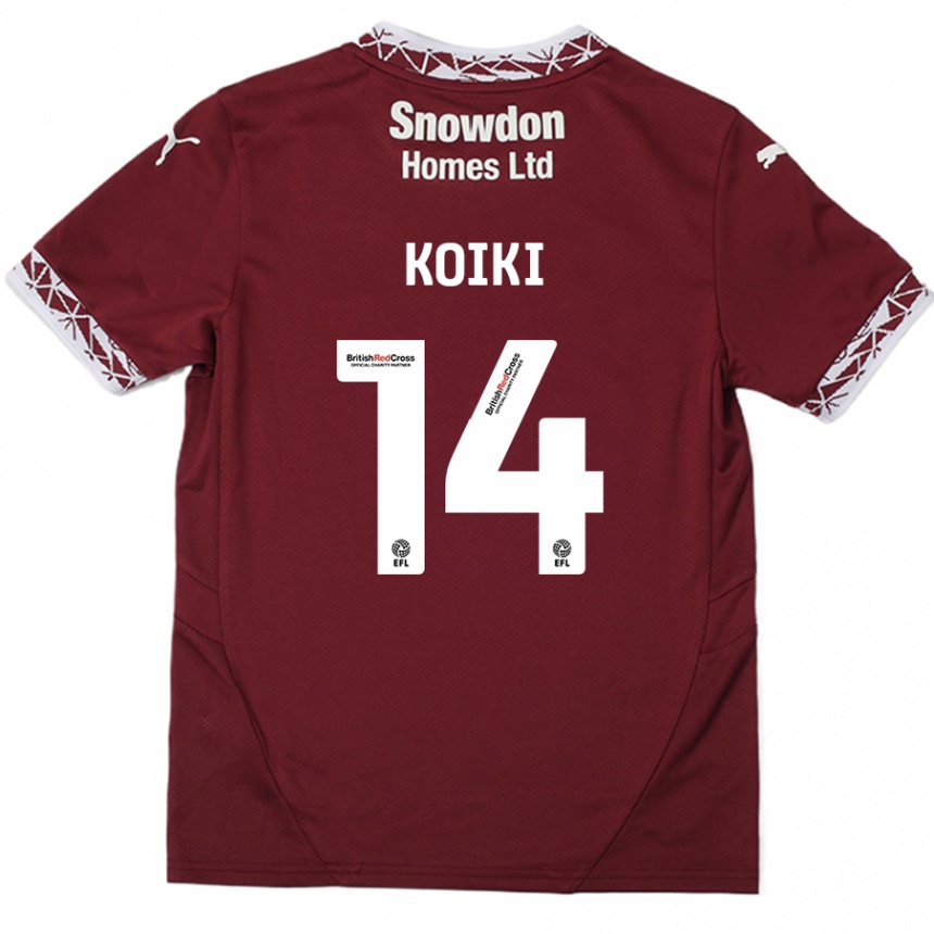 Kids Football Ali Koiki #14 Burgundy Home Jersey 2024/25 T-Shirt Canada