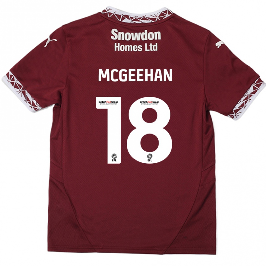 Kids Football Cameron Mcgeehan #18 Burgundy Home Jersey 2024/25 T-Shirt Canada