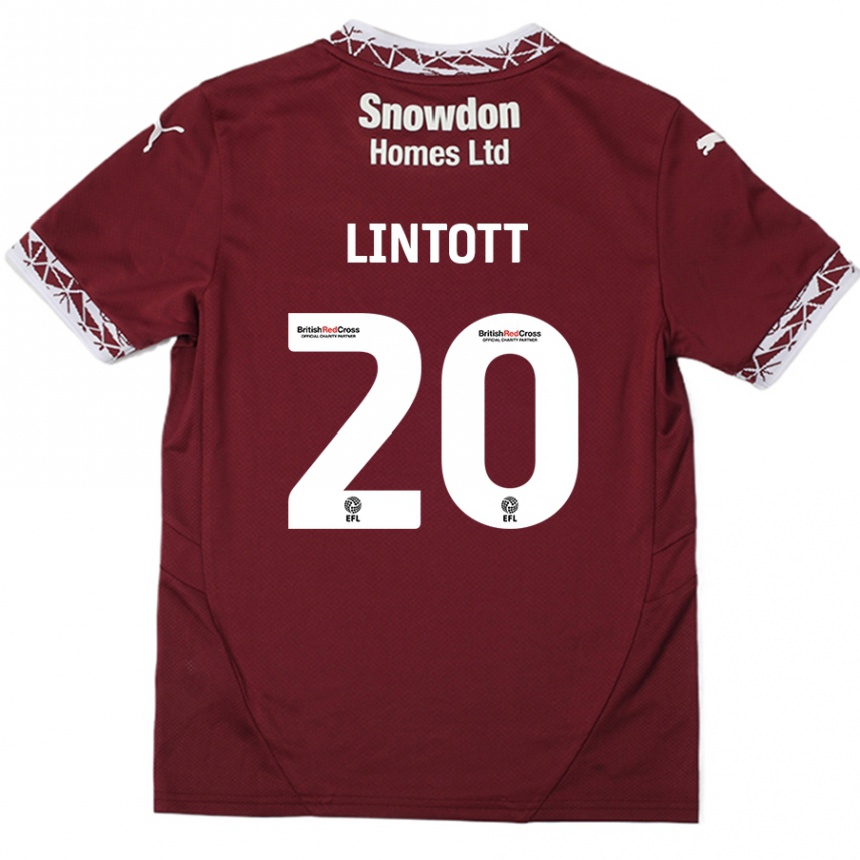 Kids Football Harvey Lintott #20 Burgundy Home Jersey 2024/25 T-Shirt Canada