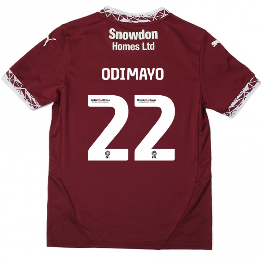 Kids Football Akin Odimayo #22 Burgundy Home Jersey 2024/25 T-Shirt Canada