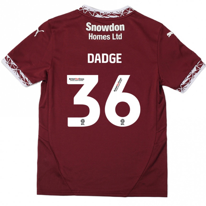 Kids Football James Dadge #36 Burgundy Home Jersey 2024/25 T-Shirt Canada