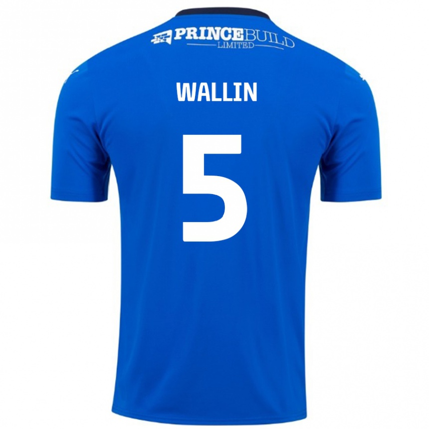 Enfant Football Maillot Oscar Wallin #5 Bleu Blanc Tenues Domicile 2024/25 Canada