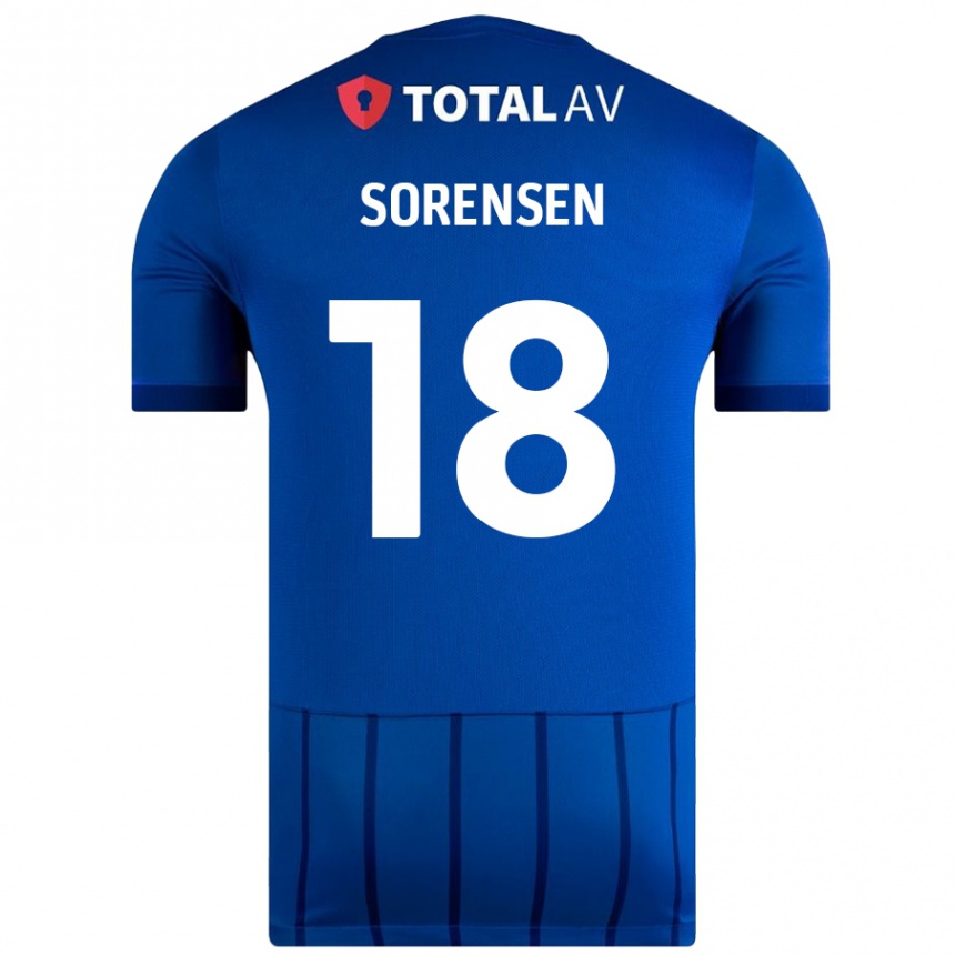 Enfant Football Maillot Elias Sørensen #18 Bleu Tenues Domicile 2024/25 Canada