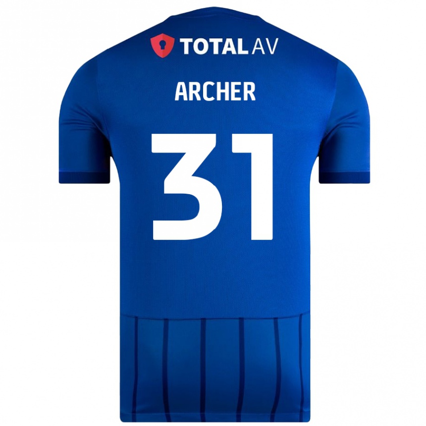 Kids Football Jordan Archer #31 Blue Home Jersey 2024/25 T-Shirt Canada