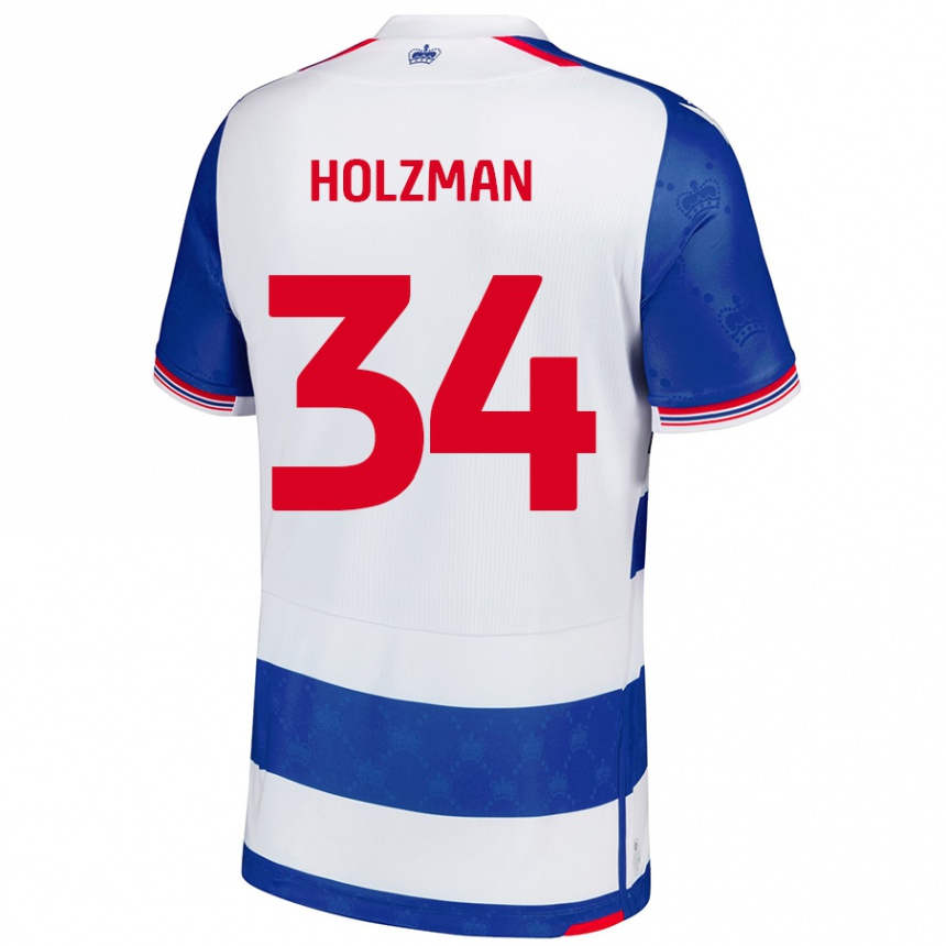 Kids Football Louie Holzman #34 Blue White Home Jersey 2024/25 T-Shirt Canada