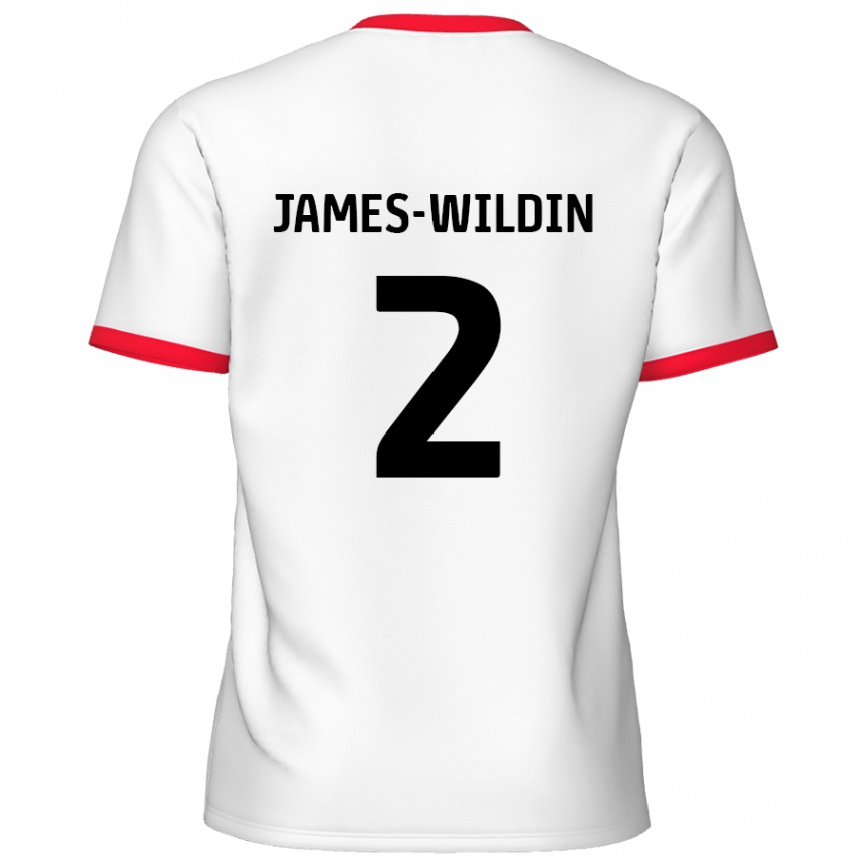 Kids Football Luther James-Wildin #2 White Red Home Jersey 2024/25 T-Shirt Canada