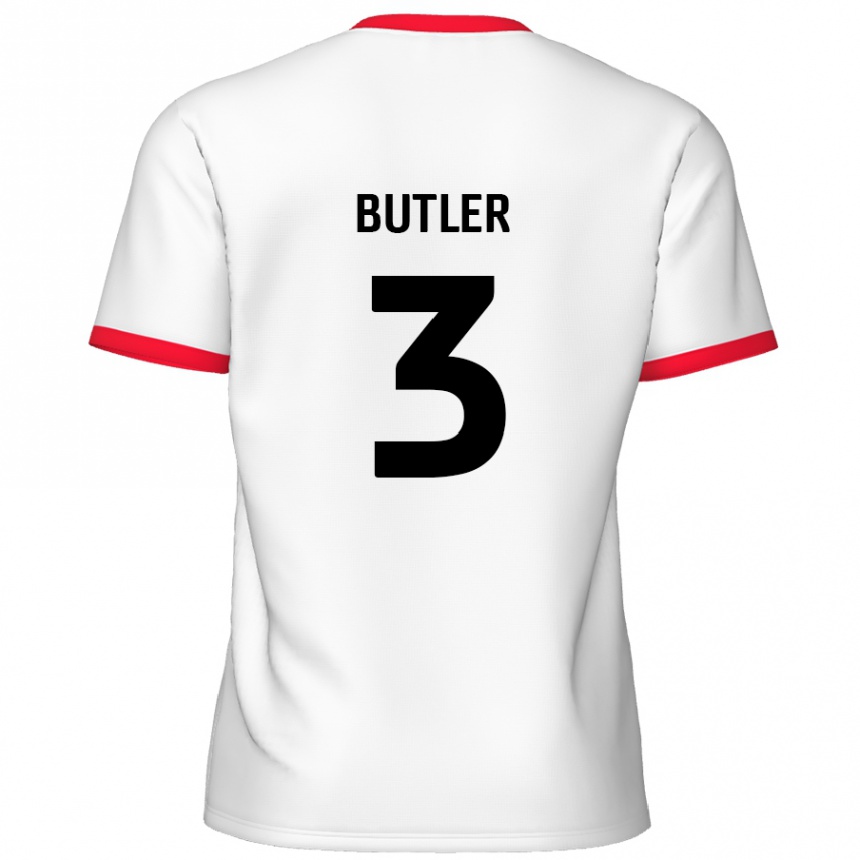 Kids Football Dan Butler #3 White Red Home Jersey 2024/25 T-Shirt Canada