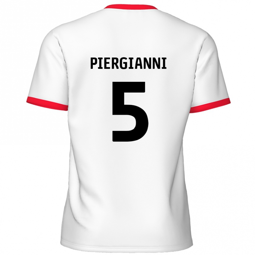 Kids Football Carl Piergianni #5 White Red Home Jersey 2024/25 T-Shirt Canada