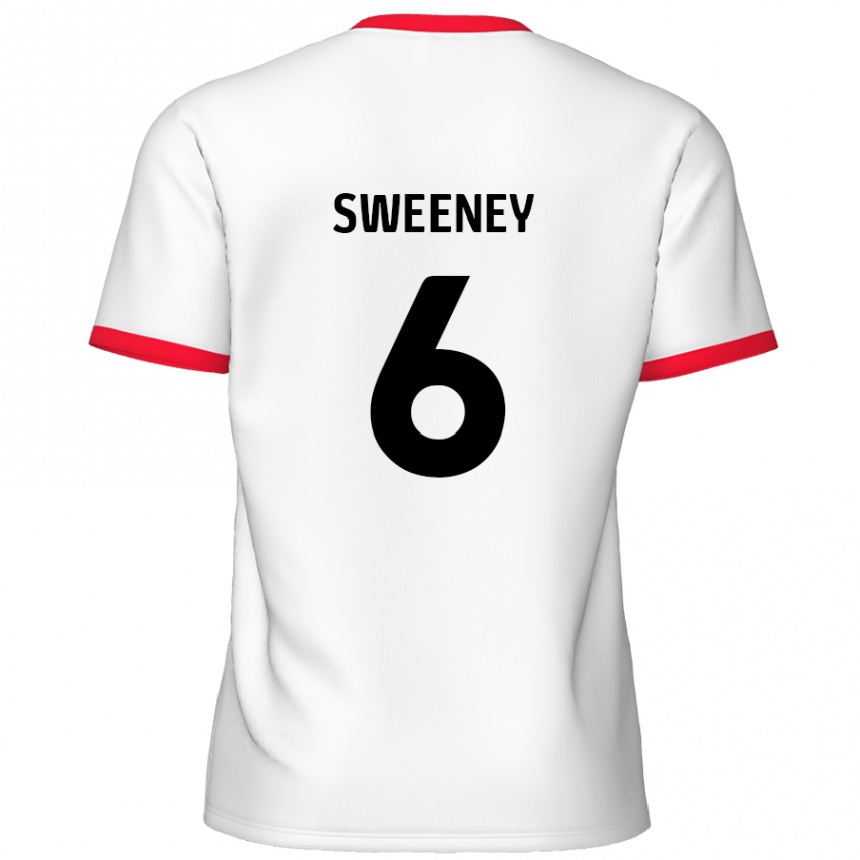 Kids Football Dan Sweeney #6 White Red Home Jersey 2024/25 T-Shirt Canada