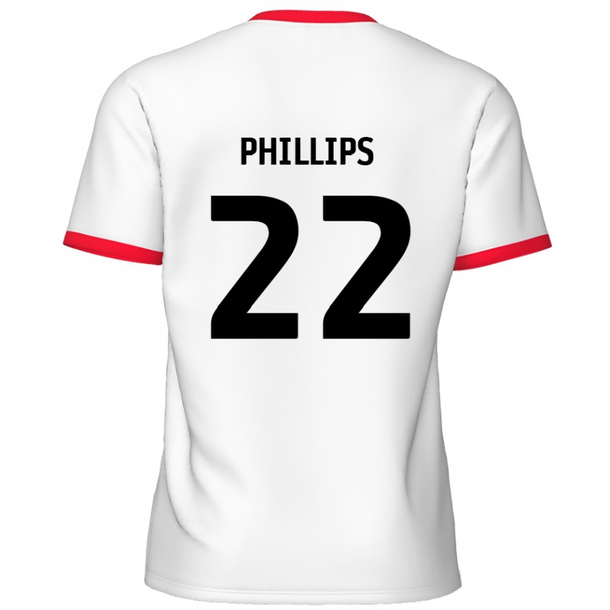 Kids Football Daniel Phillips #22 White Red Home Jersey 2024/25 T-Shirt Canada