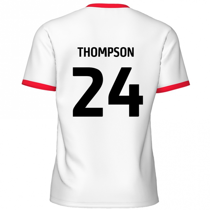 Kids Football Ben Thompson #24 White Red Home Jersey 2024/25 T-Shirt Canada