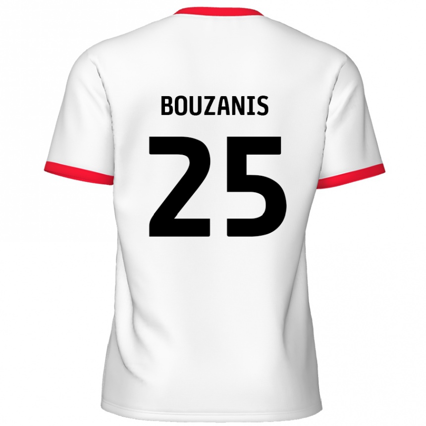 Kids Football Dean Bouzanis #25 White Red Home Jersey 2024/25 T-Shirt Canada