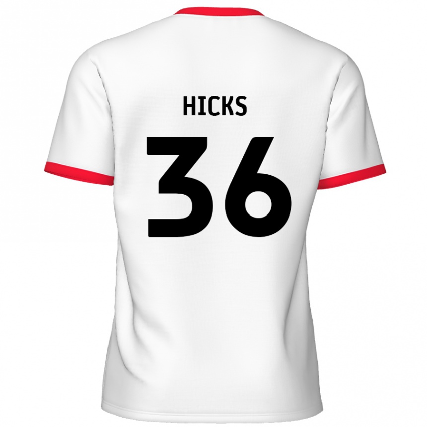 Kids Football David Hicks #36 White Red Home Jersey 2024/25 T-Shirt Canada