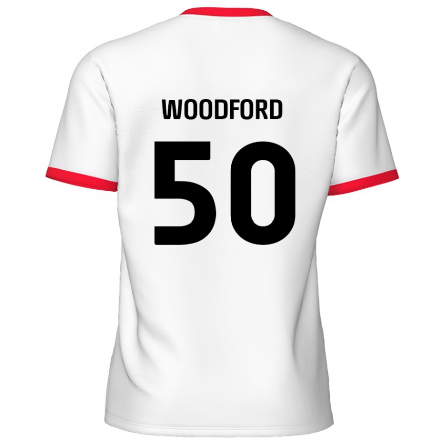 Kids Football Max Woodford #50 White Red Home Jersey 2024/25 T-Shirt Canada