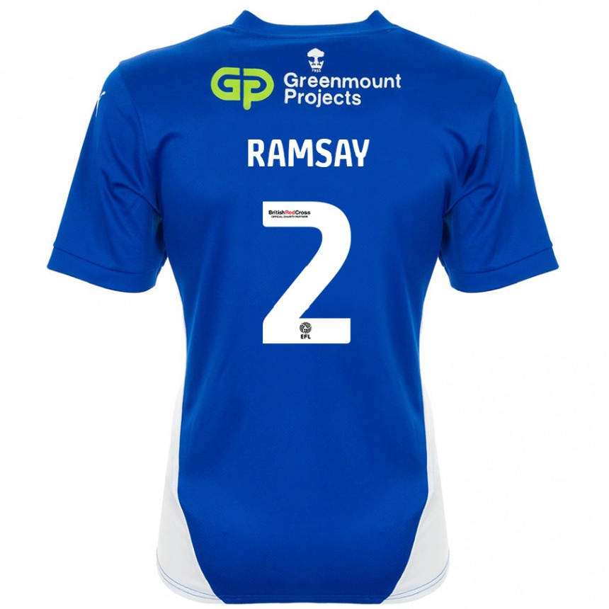 Kids Football Calvin Ramsay #2 Blue White Home Jersey 2024/25 T-Shirt Canada