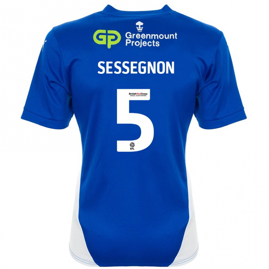 Kids Football Steven Sessegnon #5 Blue White Home Jersey 2024/25 T-Shirt Canada