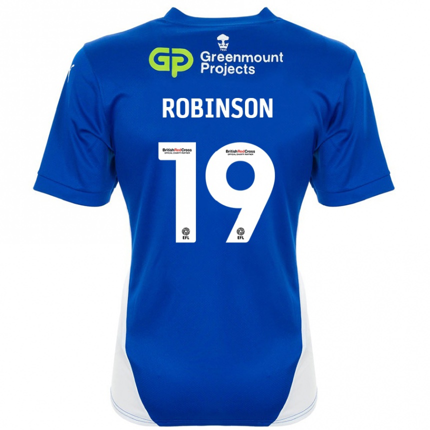 Enfant Football Maillot Luke Robinson #19 Bleu Blanc Tenues Domicile 2024/25 Canada