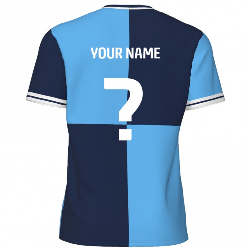 Kids Football Your Name #0 Sky Blue Dark Blue Home Jersey 2024/25 T-Shirt Canada