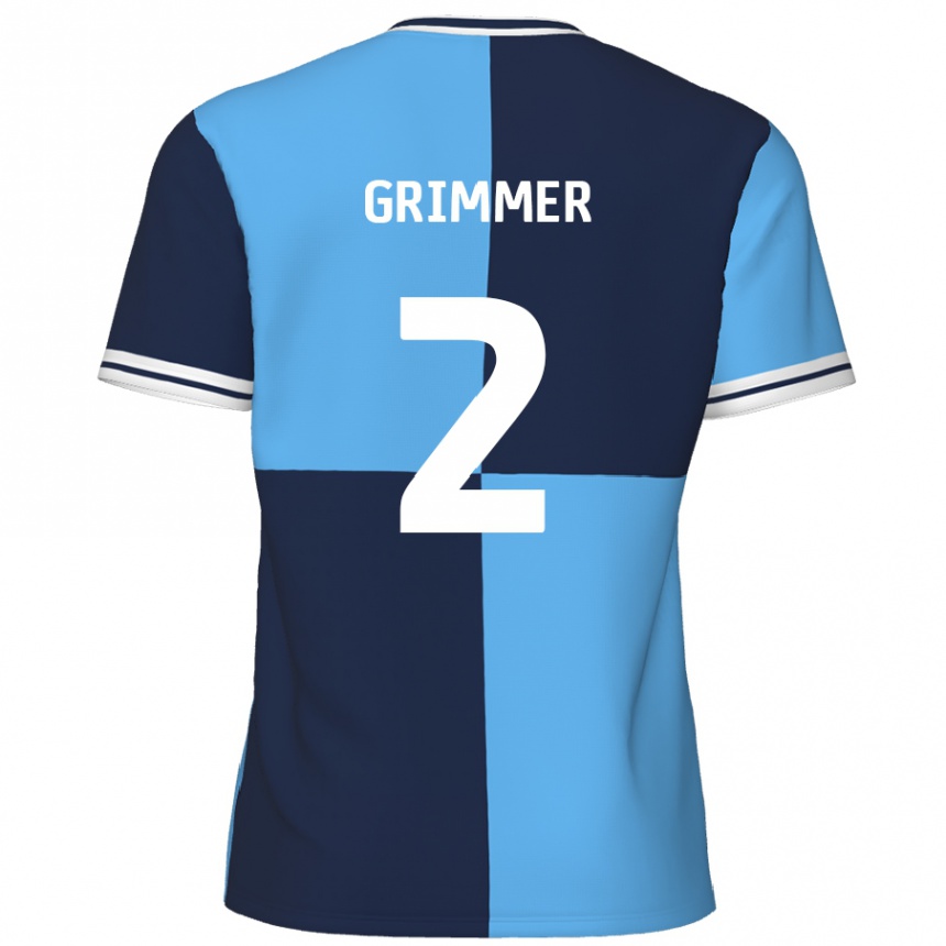 Kids Football Jack Grimmer #2 Sky Blue Dark Blue Home Jersey 2024/25 T-Shirt Canada