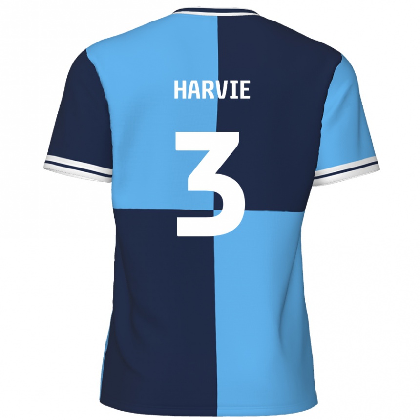 Kids Football Daniel Harvie #3 Sky Blue Dark Blue Home Jersey 2024/25 T-Shirt Canada