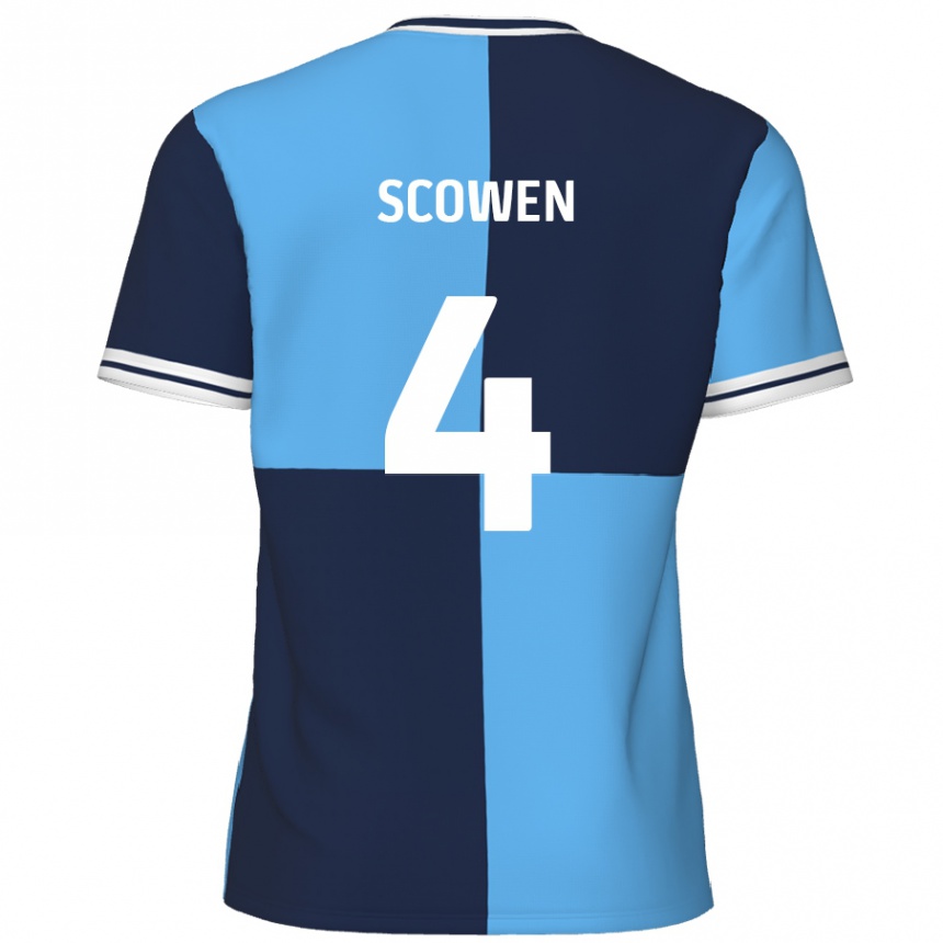 Kids Football Josh Scowen #4 Sky Blue Dark Blue Home Jersey 2024/25 T-Shirt Canada