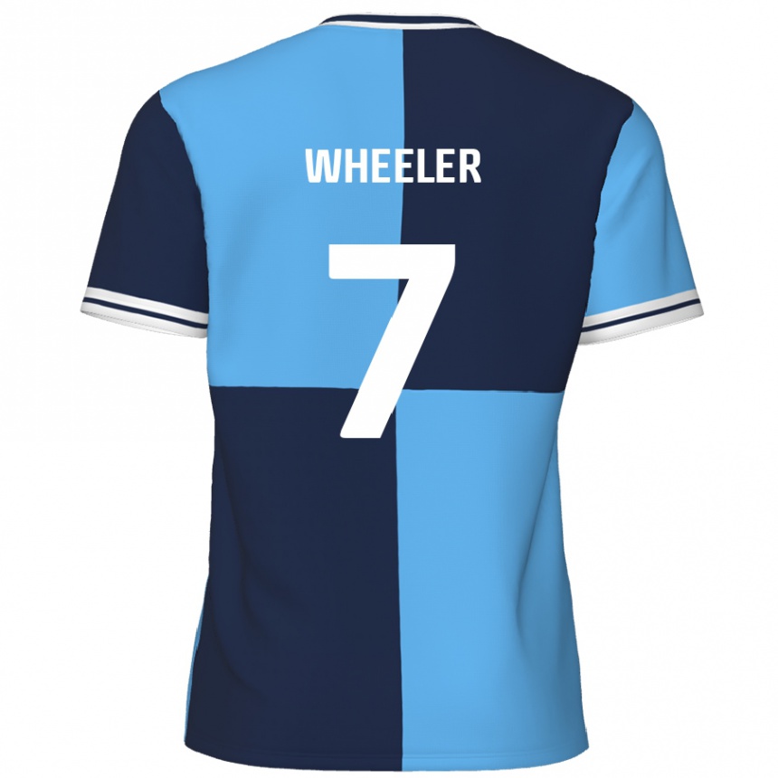 Kids Football David Wheeler #7 Sky Blue Dark Blue Home Jersey 2024/25 T-Shirt Canada