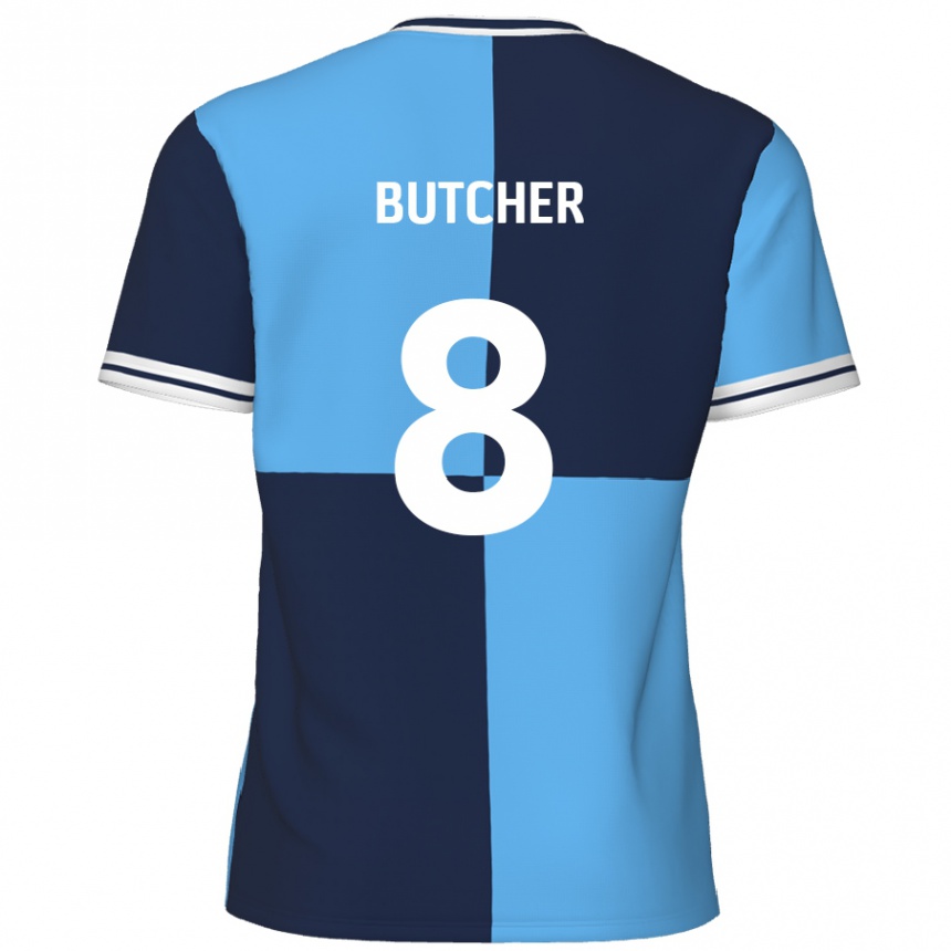 Kids Football Matt Butcher #8 Sky Blue Dark Blue Home Jersey 2024/25 T-Shirt Canada