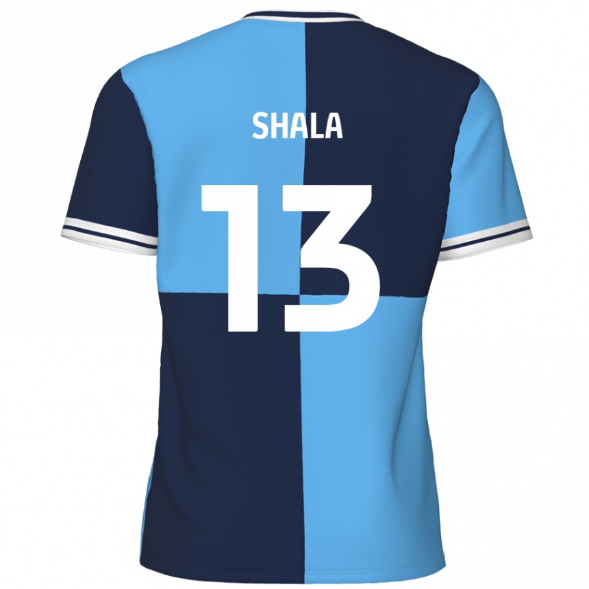 Kids Football Laurence Shala #13 Sky Blue Dark Blue Home Jersey 2024/25 T-Shirt Canada