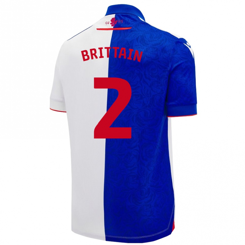 Kids Football Callum Brittain #2 Sky Blue White Home Jersey 2024/25 T-Shirt Canada